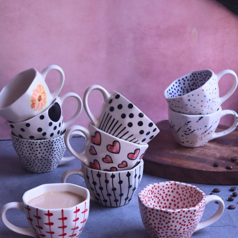 Set of 10 Morning Mingle Mugs (for the price of 7) handmade in india