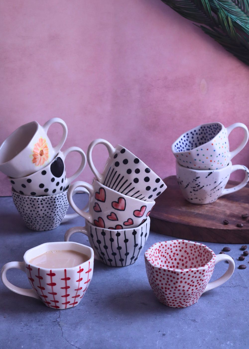 Set of 10 Morning Mingle Mugs (for the price of 7) handmade in india