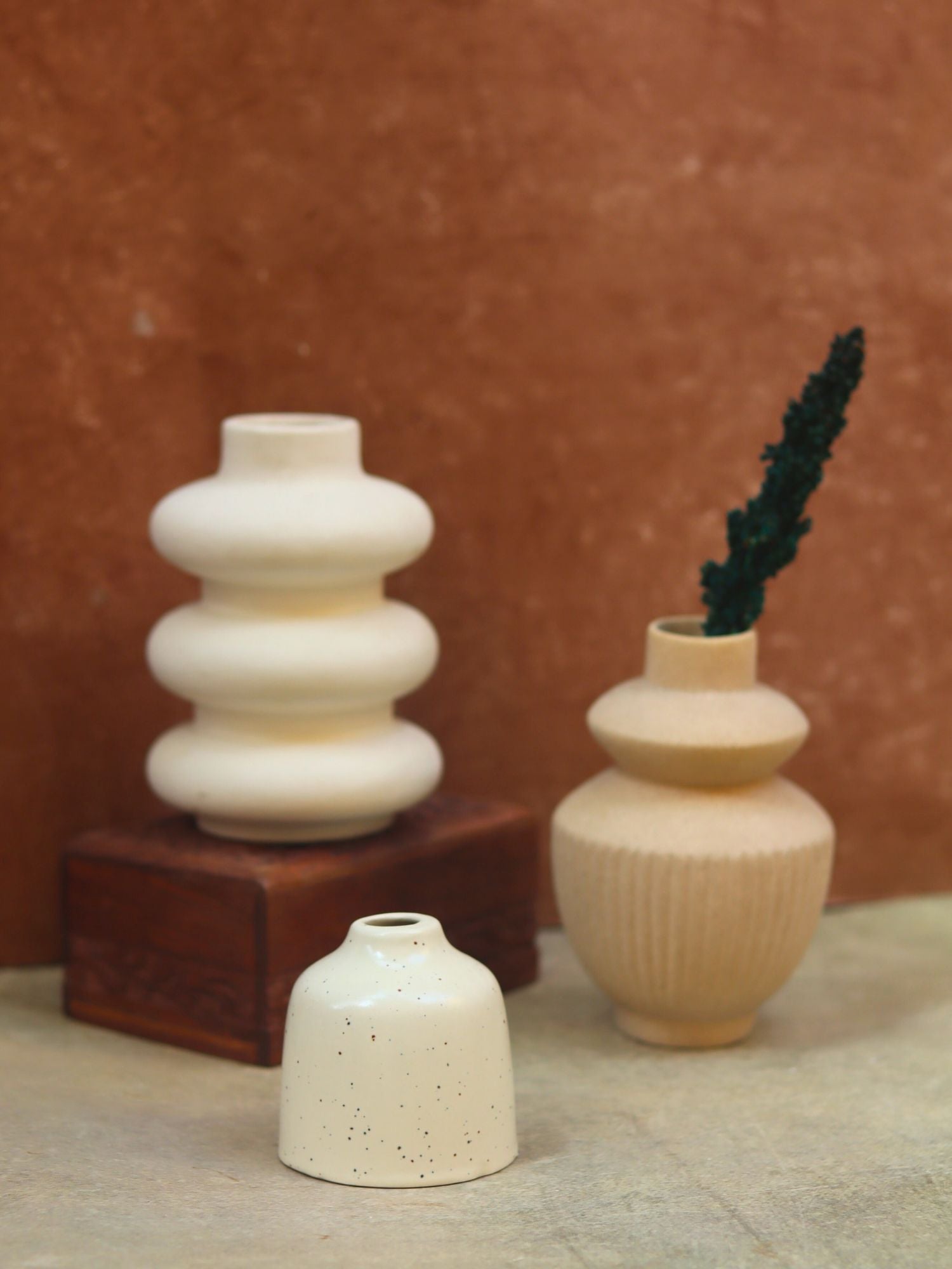 Set of three - Cream Vases