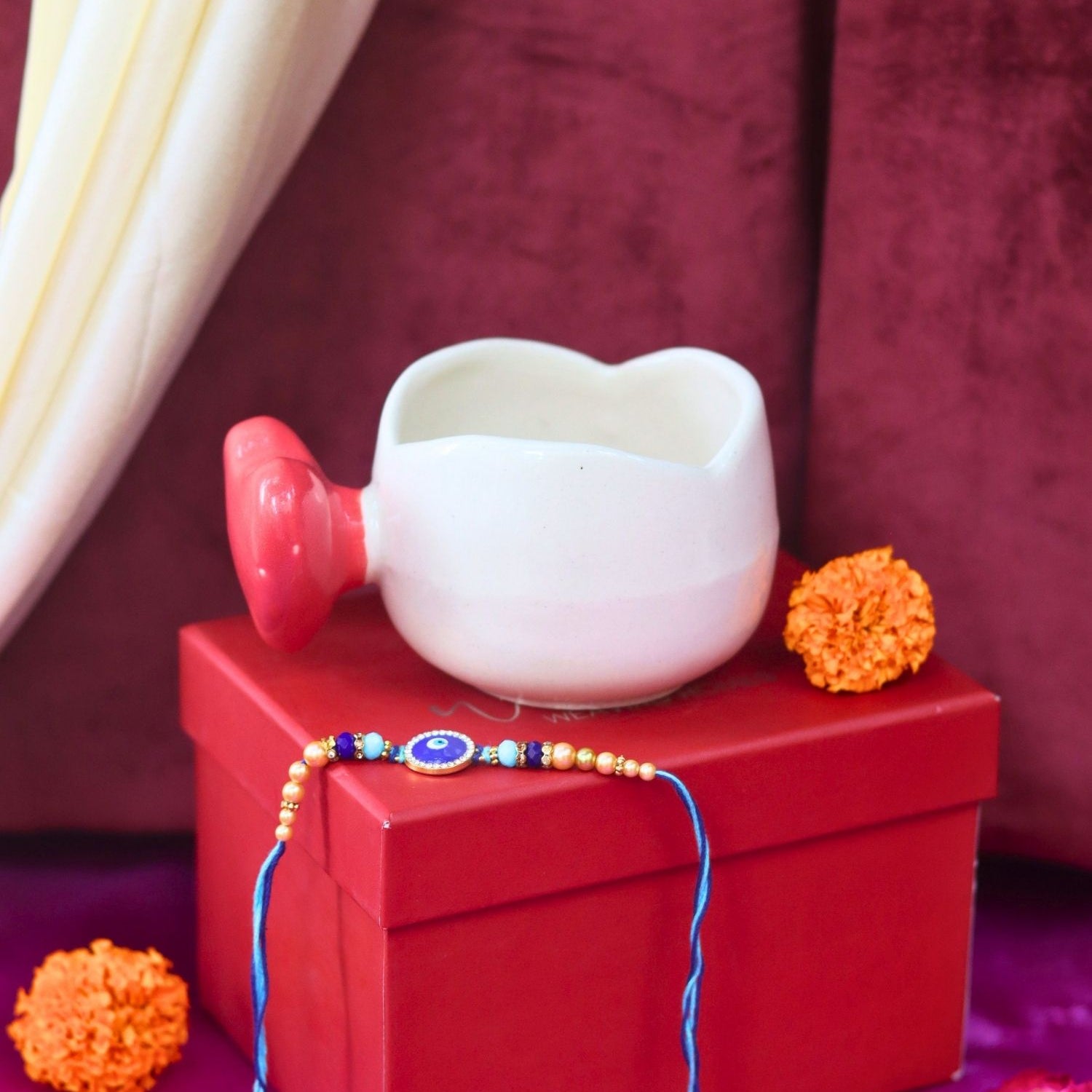 handmade Love Handle Mug Rakhi Gift Box