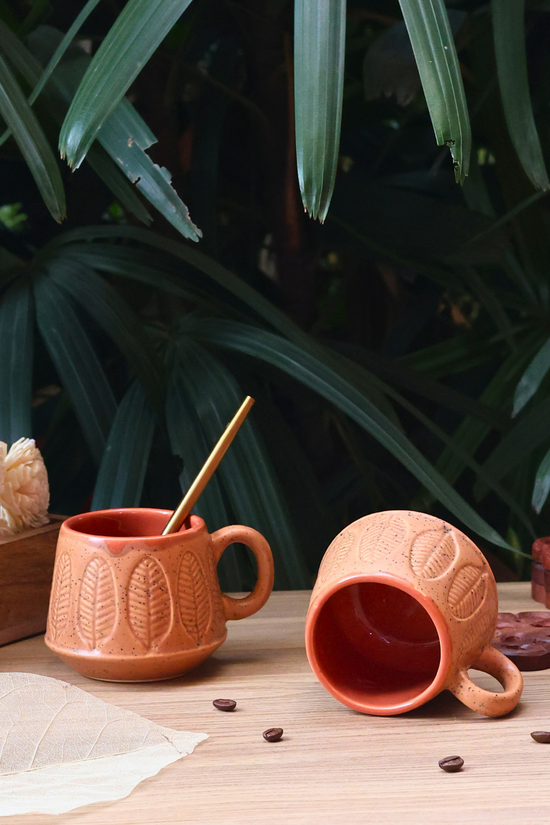 brown leaf coffee mug