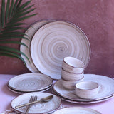 Set of 8 - Brown & White Dinner Set with premium quality material