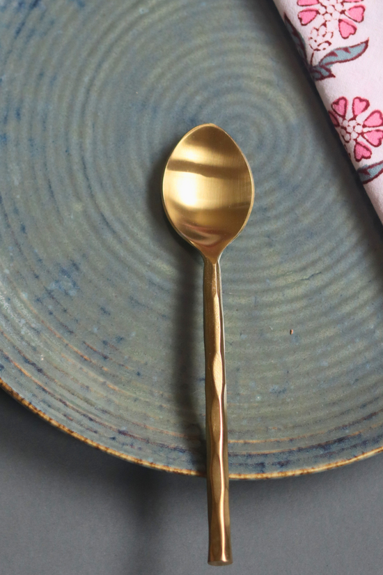 Stunning gold hammered dinner spoon