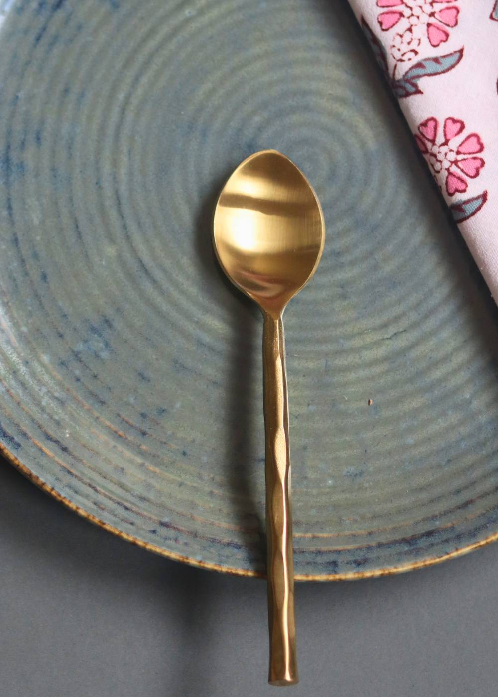 Stunning gold hammered dinner spoon