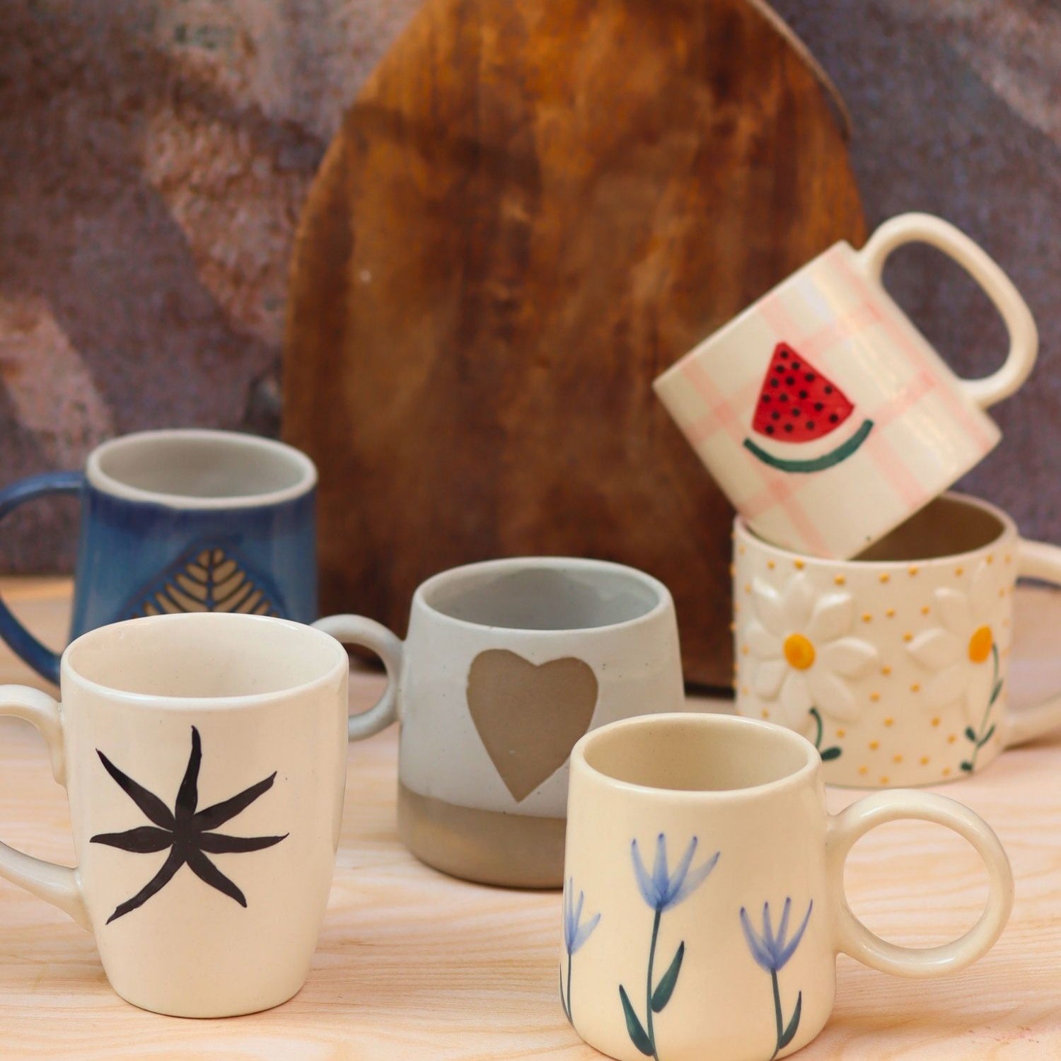 handmade Set of 6 Ceramic Mugs (for the price of 5)