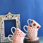 Handmade Set of 6 [Red&White] Handmade mugs (For the price of 5)