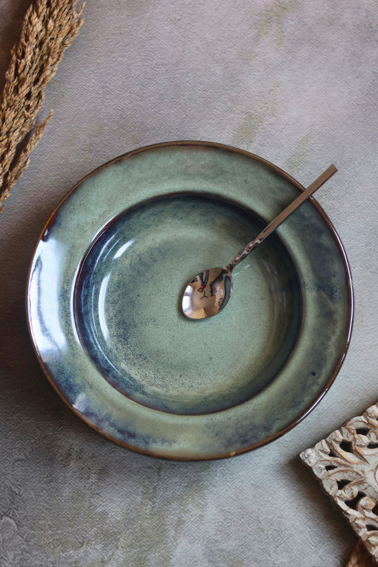 Handmade pasta plate with spoon