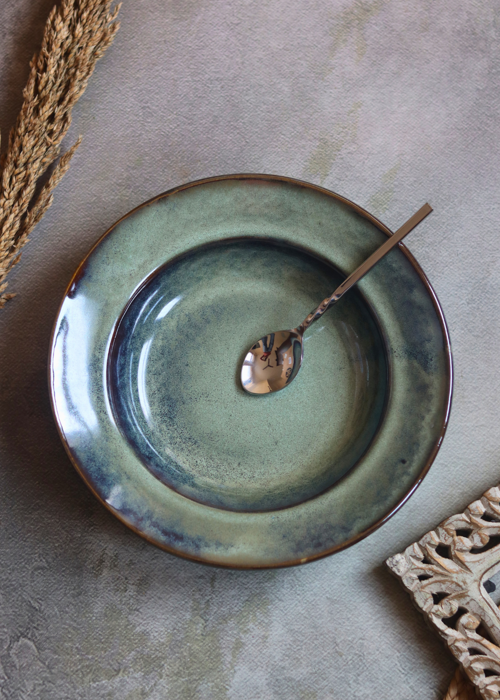 Handmade pasta plate with spoon