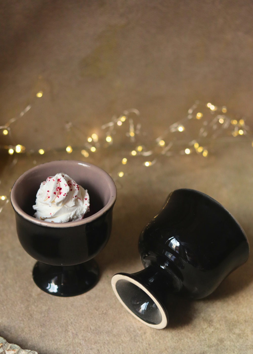 Two Black Icecream Goblets 