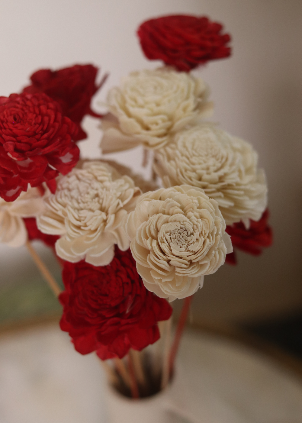 Red & white roses dried bouquet 