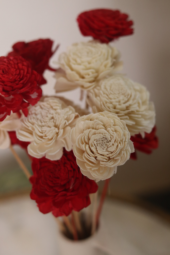 Red & white roses dried bouquet 