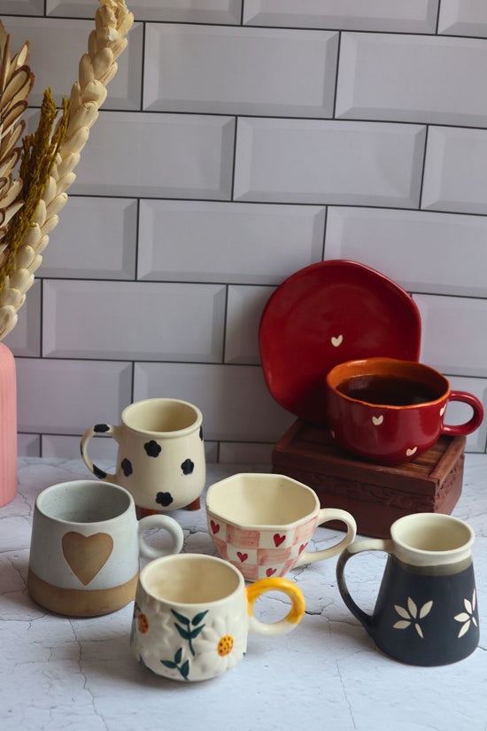 bestselling heart & Floral mugs handmade in india