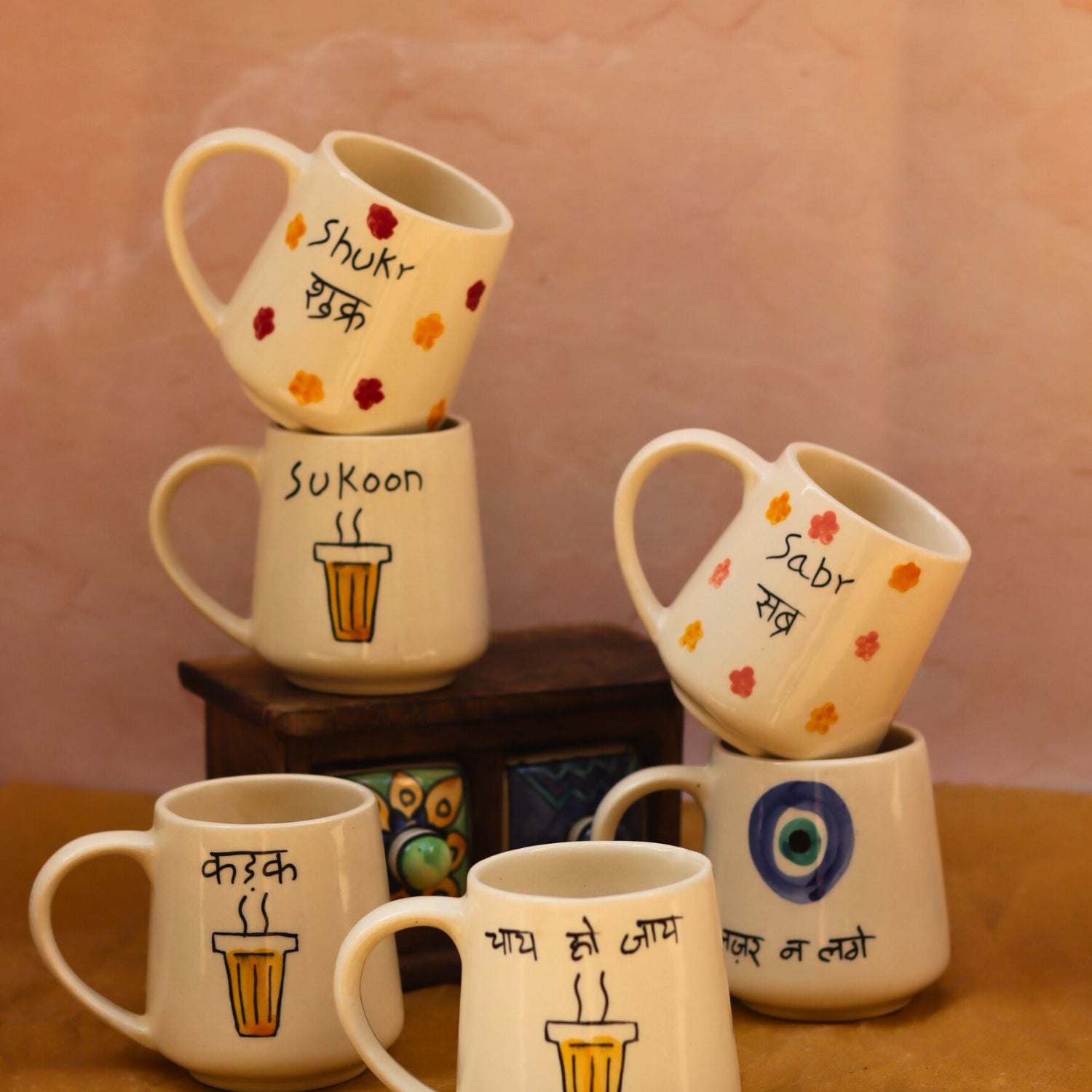 Set of 6 Statement Sip mugs combo (for the price of 5) made by ceramic