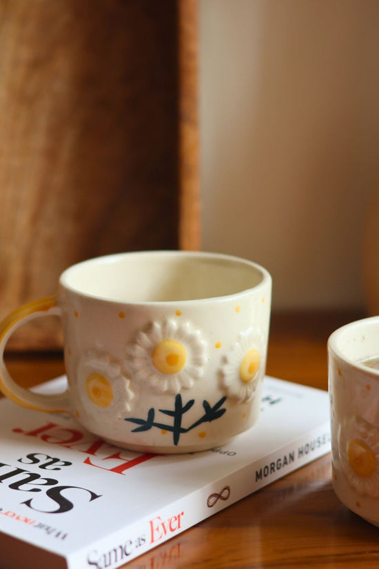 sunflower bloom mug handmade in india 