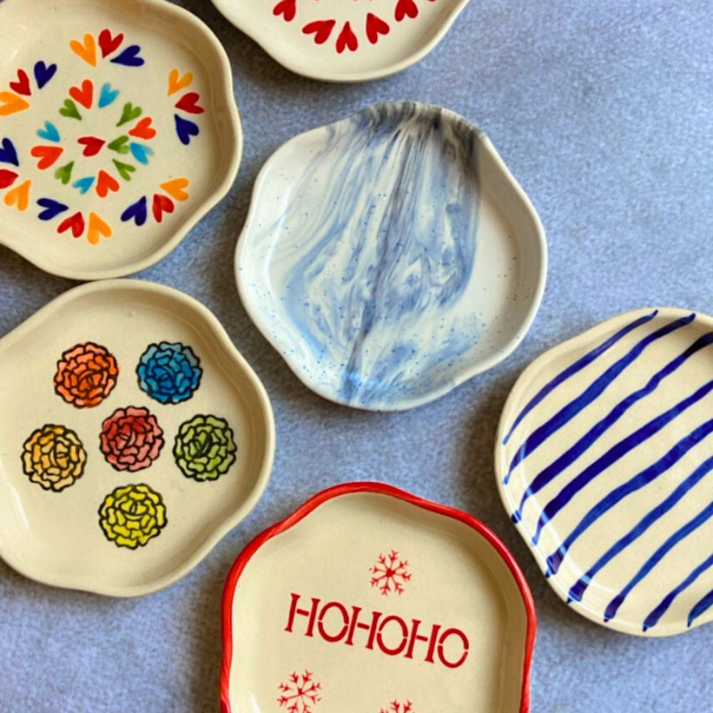 set of 6 handmade dessert plate combo made by ceramic
