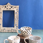 Set of 3 - Black & White Bliss Mugs handmade in India