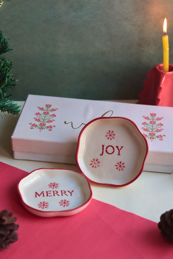 Handmade Merry & Joy Handmade Dessert plate in a Gift Box
