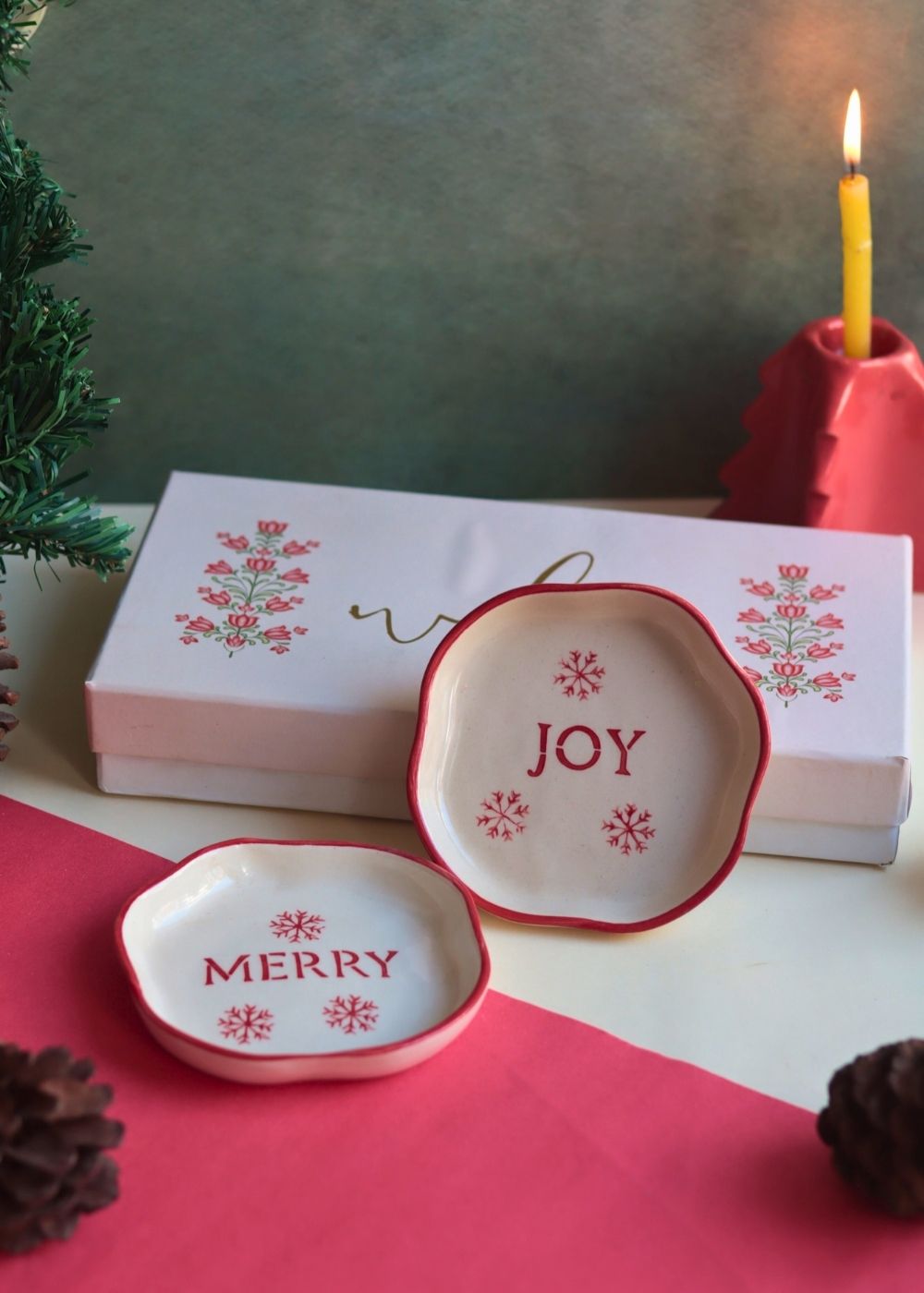 Handmade Merry & Joy Handmade Dessert plate in a Gift Box