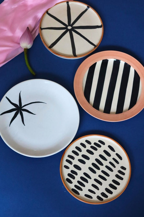 Set of 4 - Elegant Plates & Platter made by ceramic