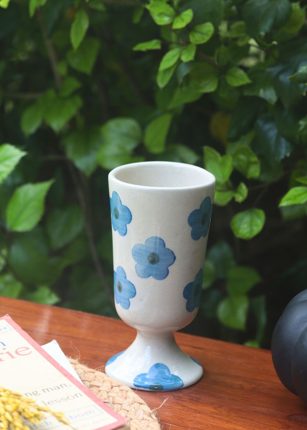 Blue Floral Wine Glass with premium quality material