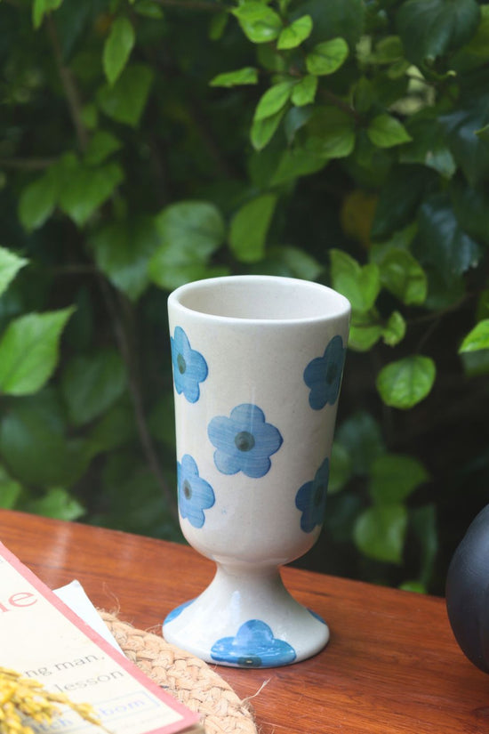 Blue Floral Wine Glass with premium quality material