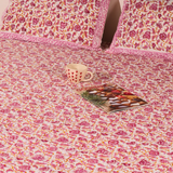Pretty Pink Block Printed Bedsheet