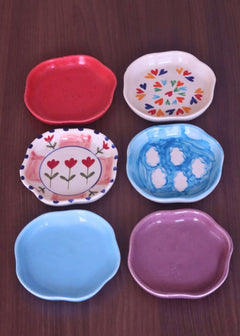 Handmade Set of 6 (colorful) handmade dessert plates (For the price of 5)