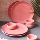 Set of 8 - Rosy Pink Dinner Set handmade in india
