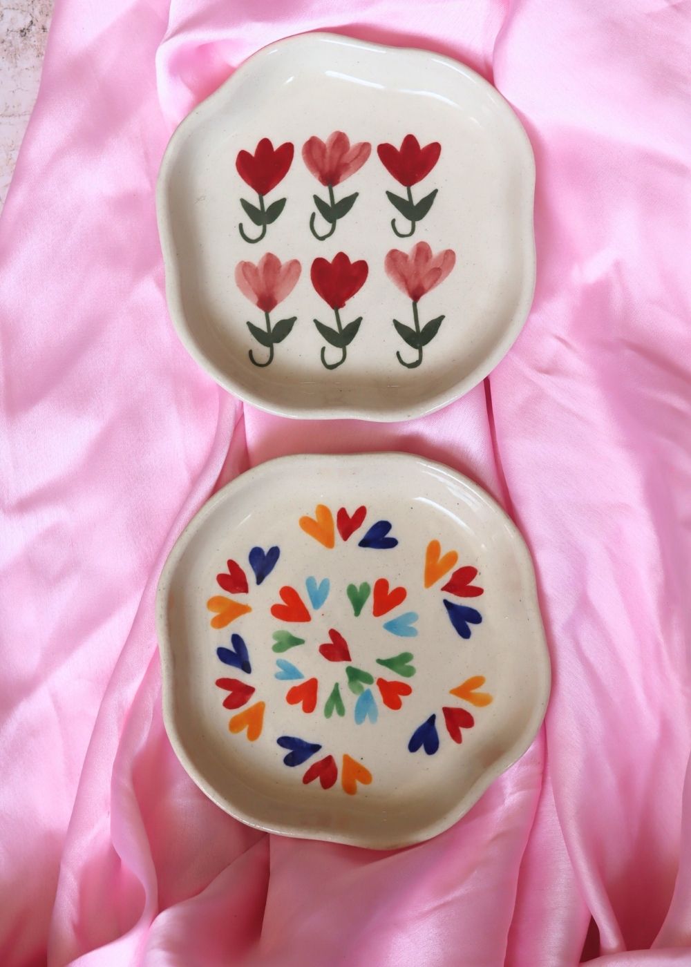 LoveisLove & Pastel Tulip Handmade Dessert Plate handmade in india