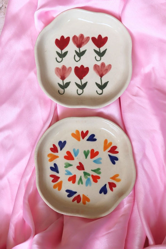 LoveisLove & Pastel Tulip Handmade Dessert Plate handmade in india