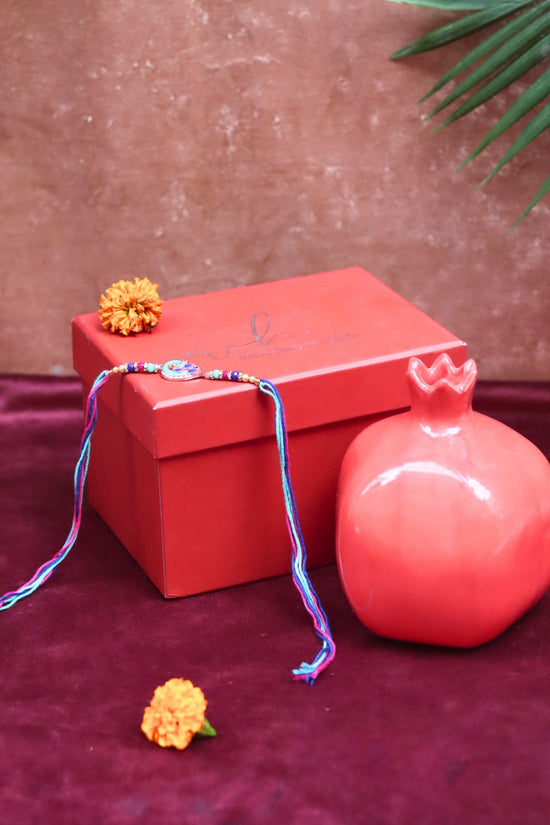 Red Anar vase rakhi Gift Box made by ceramic
