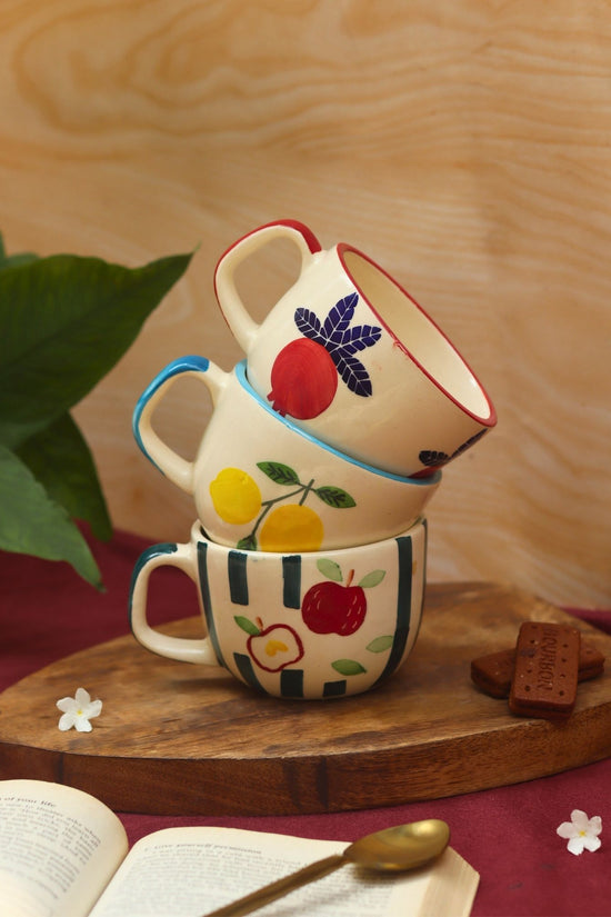 Set of 3 - Fruity Delight Mugs Combo handmade in India