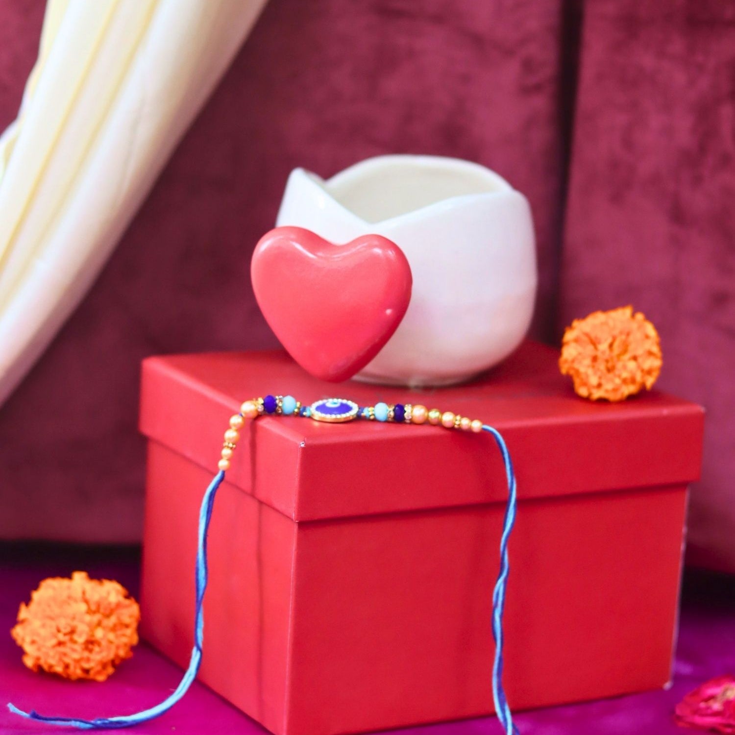 Love Handle Mug Rakhi Gift Box made by ceramic