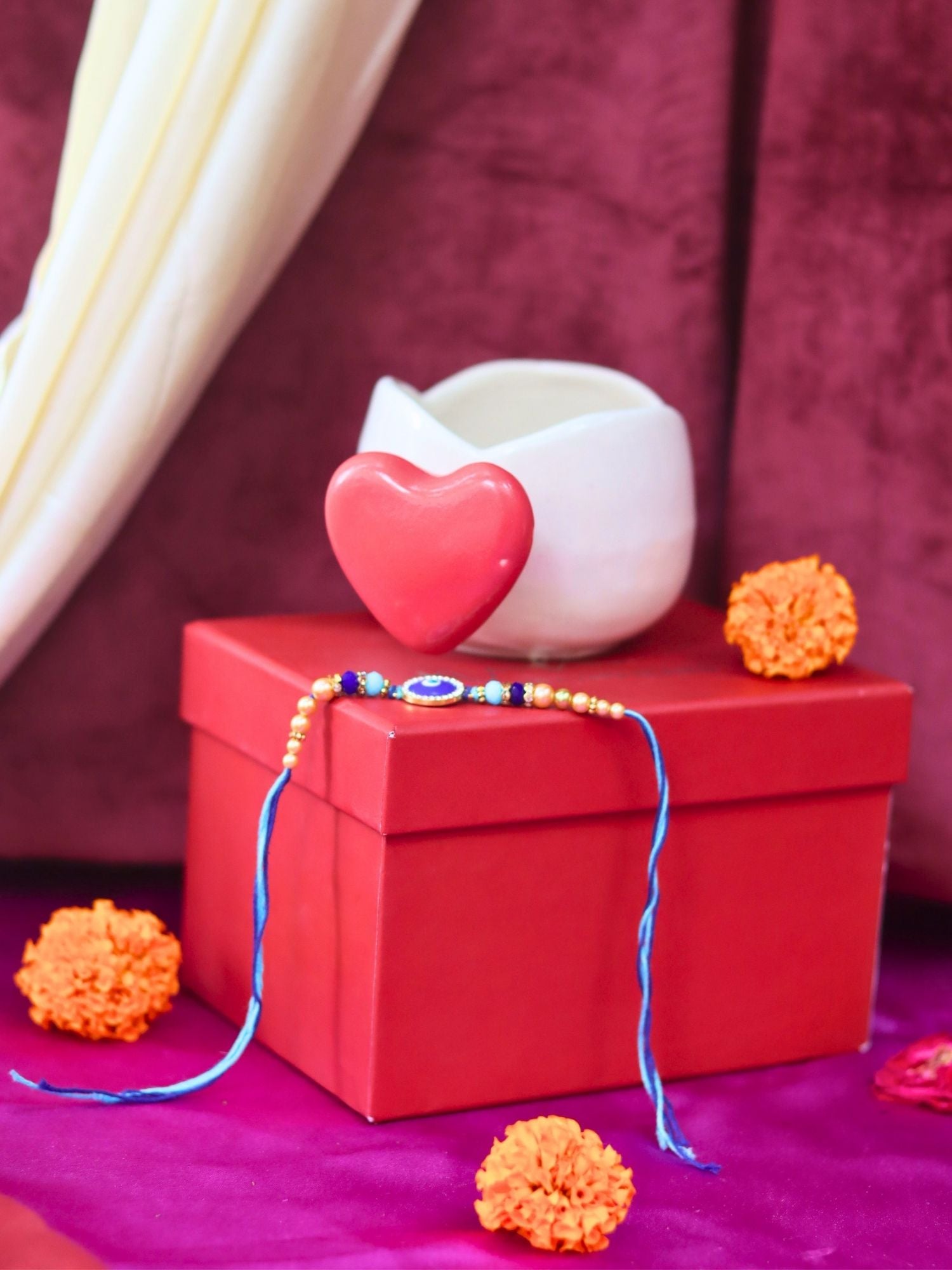 Love Handle Mug Rakhi Gift Box made by ceramic