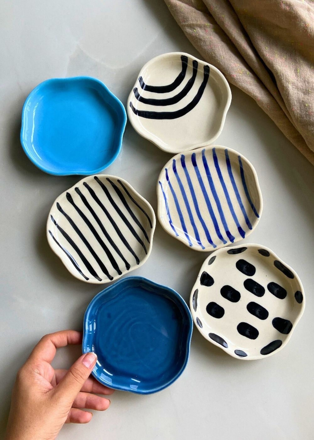 Set of 6 Blue & White Dessert Plate (for the price of 5) handmade in india