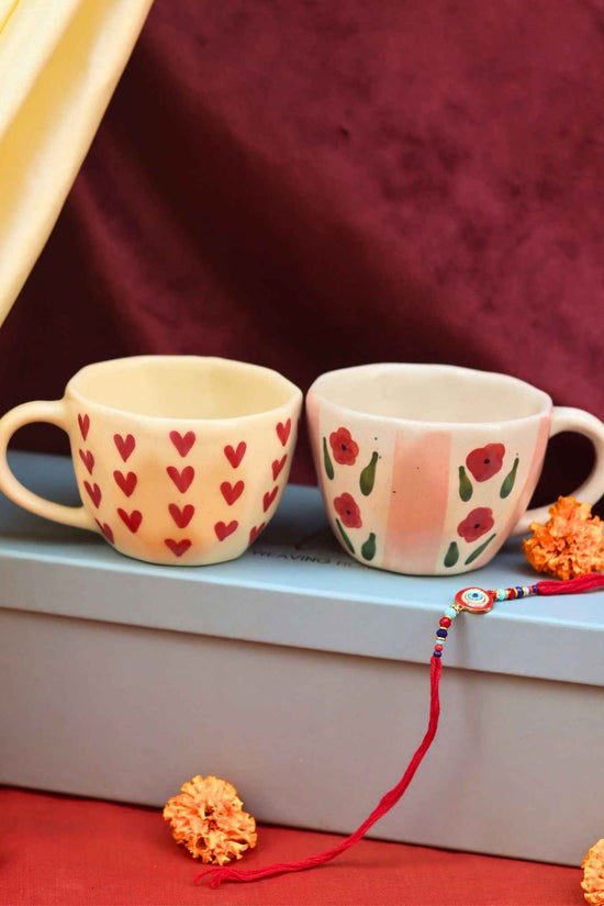 Heart & Pastel tulip Mug rakhi Gift Box