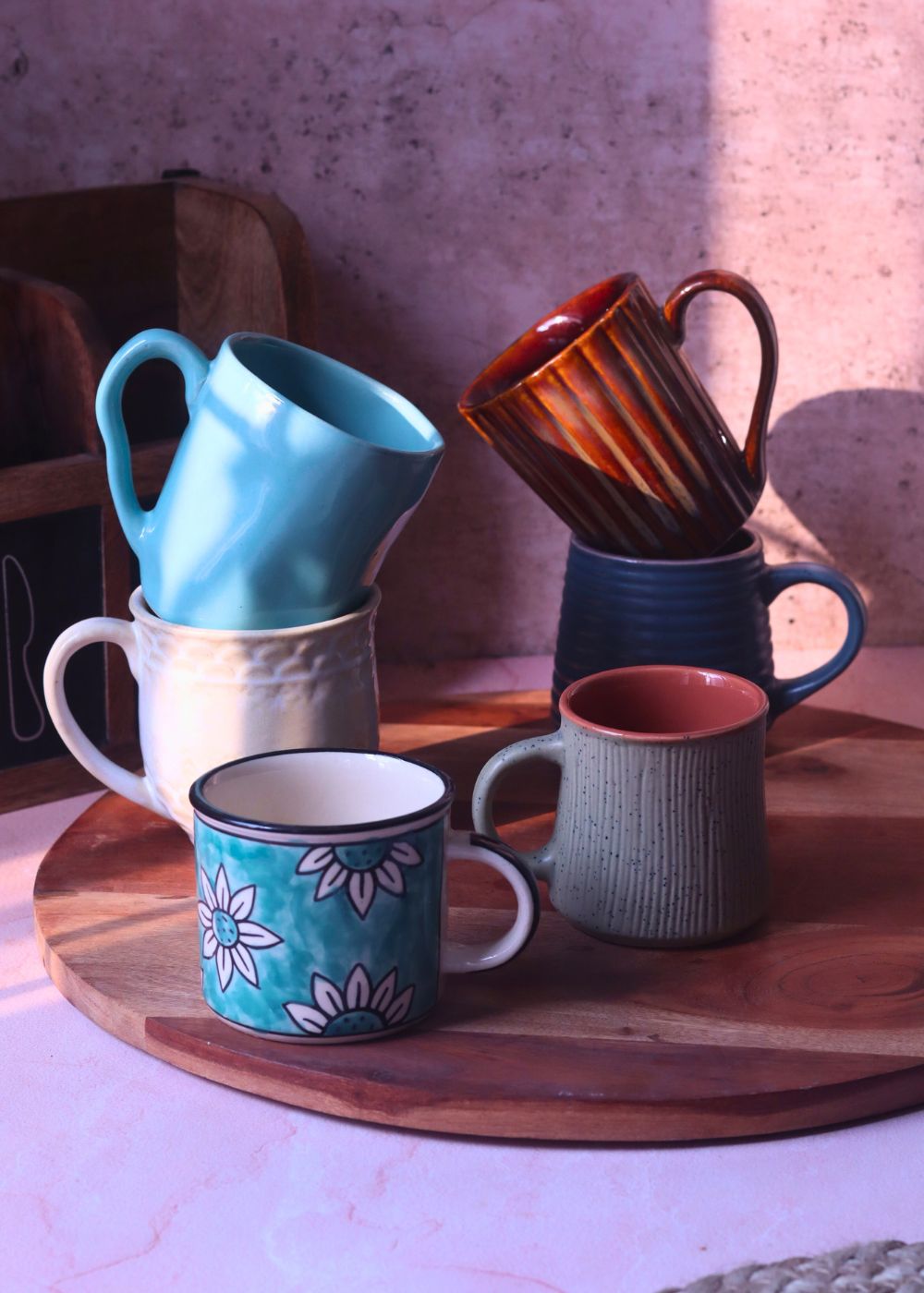 Handmade Set of 6 Sunrise Delight Mugs (for the price of 5)