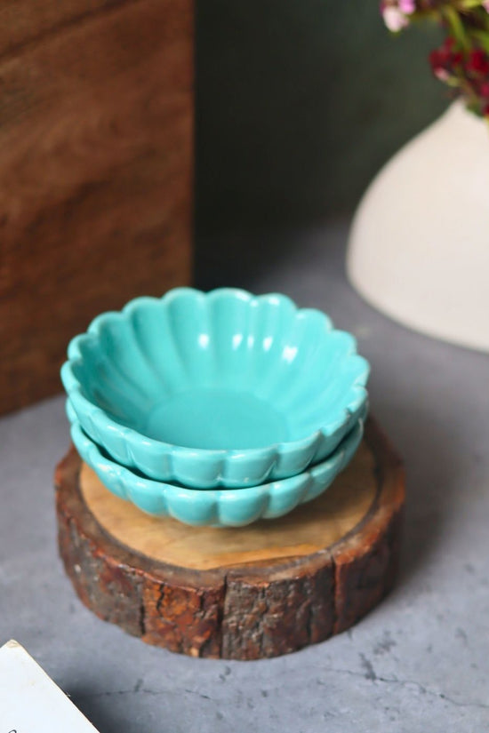 Sky blue ice cream bowl made by ceramic