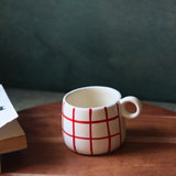 Red chequered ceramic coffee mug stunning design