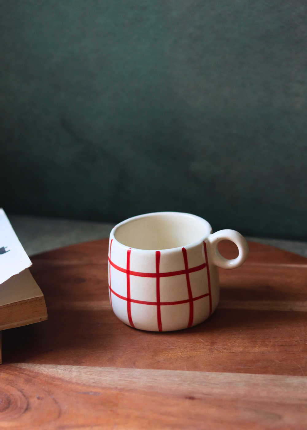 Red chequered ceramic coffee mug stunning design