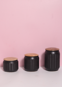 handmade black airtight jars set of three made by ceramic 