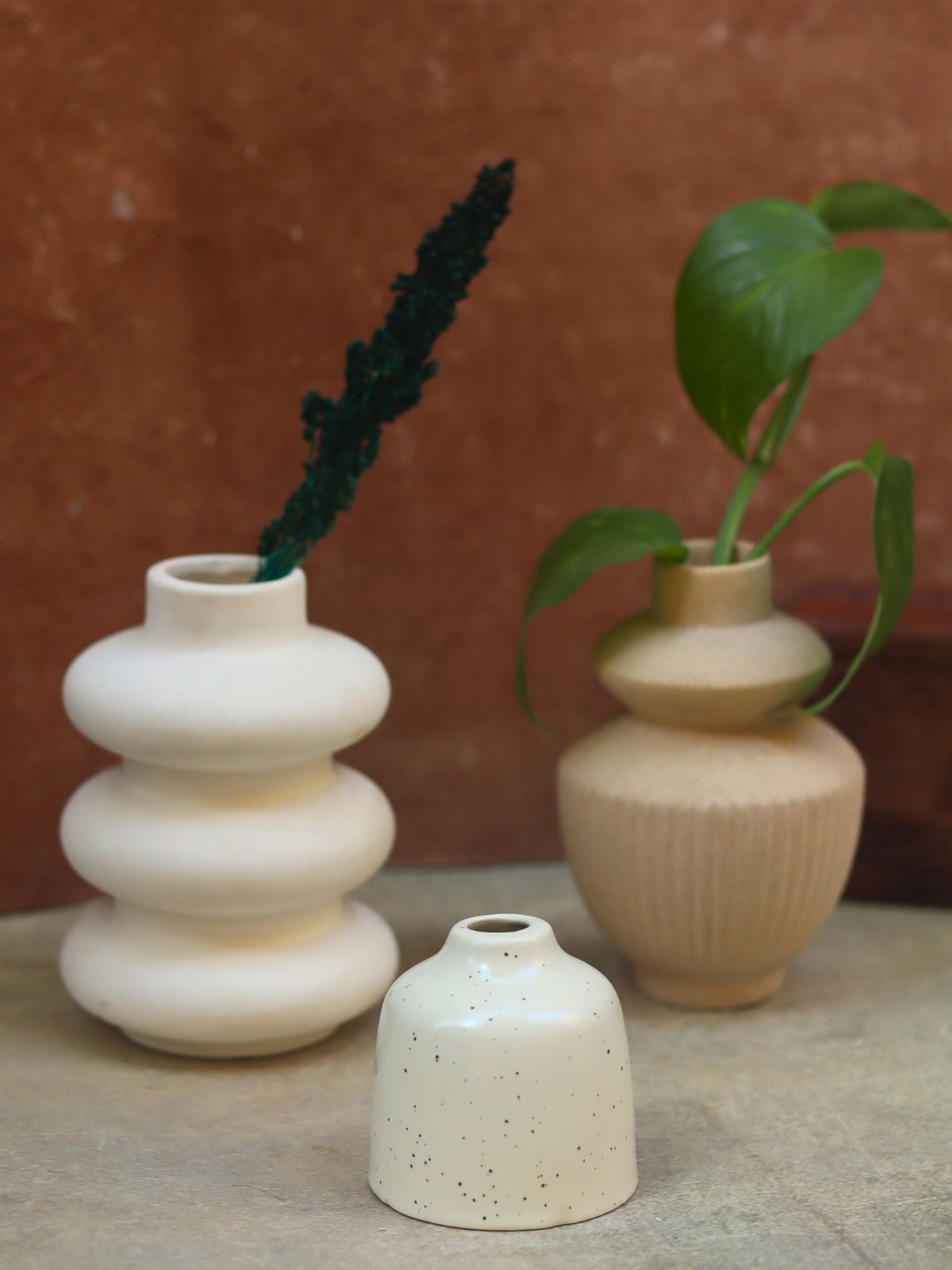 Set of three - Cream Vases
