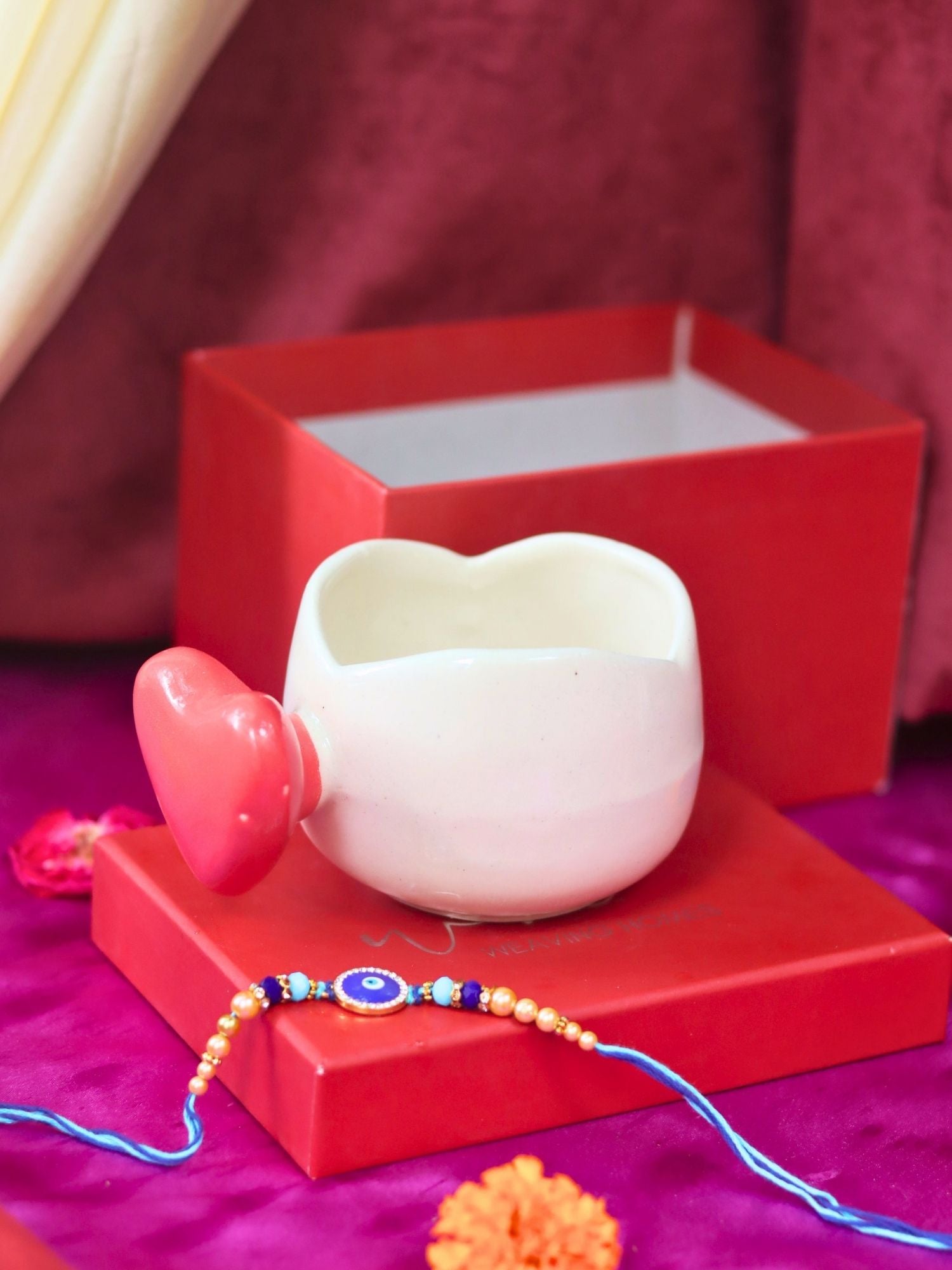Love Handle Mug Rakhi Gift Box with premium quality material 