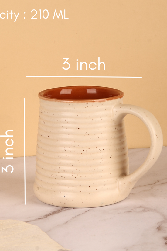 Cream speckled coffee mug height & breadth