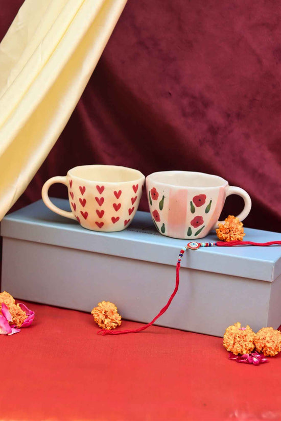 Heart & Pastel tulip Mug rakhi Gift Box
