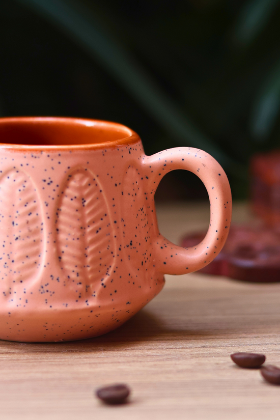Closeup shot peach serene coffee mug 