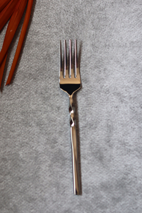 Stainless steel twisted silver fork 