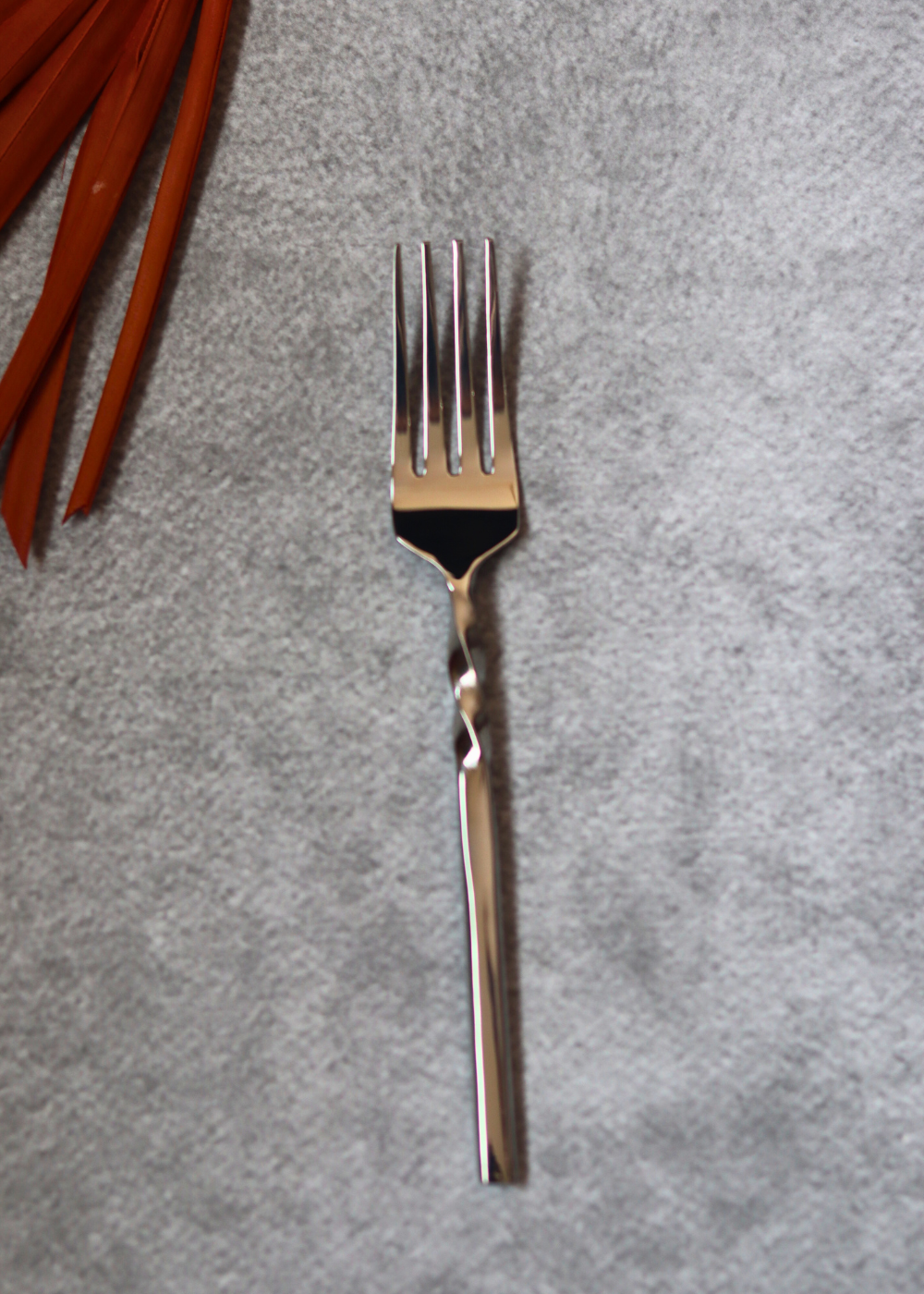 Stainless steel twisted silver fork 