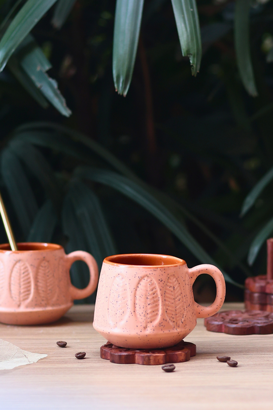 Peach serene leaf coffee mug