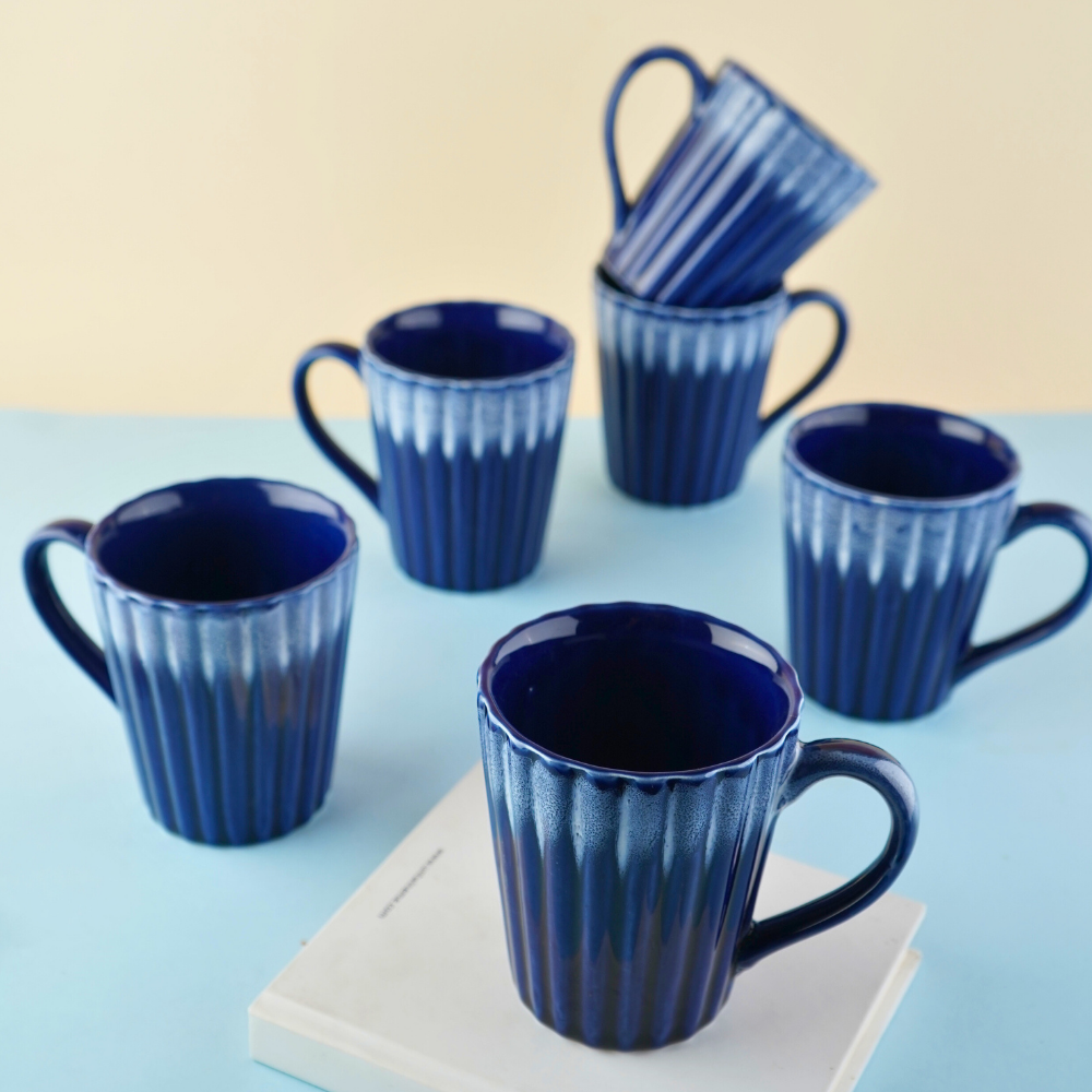 blue coffee mug with ceramic material